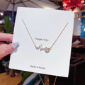 DAIHEFashion Jewelry Titanium Steel EKG Heart Necklace Ladies Rhinestone Zircon Gold Clavicle Chain