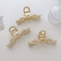 Pearl Rhinestone Hair Claws Cross Twisted Disk Hair Claw Clip Fashion Metal Shark Clip