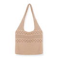 Women's Vintage Fashion Knitted Crochet Shoulder Bag Large Capacity Cotton Thread Beach Tote Open Closure Embroidery Decoration