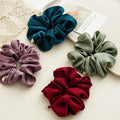 High-quality Satin Scrunchie Solid Color Custom Metal Tags