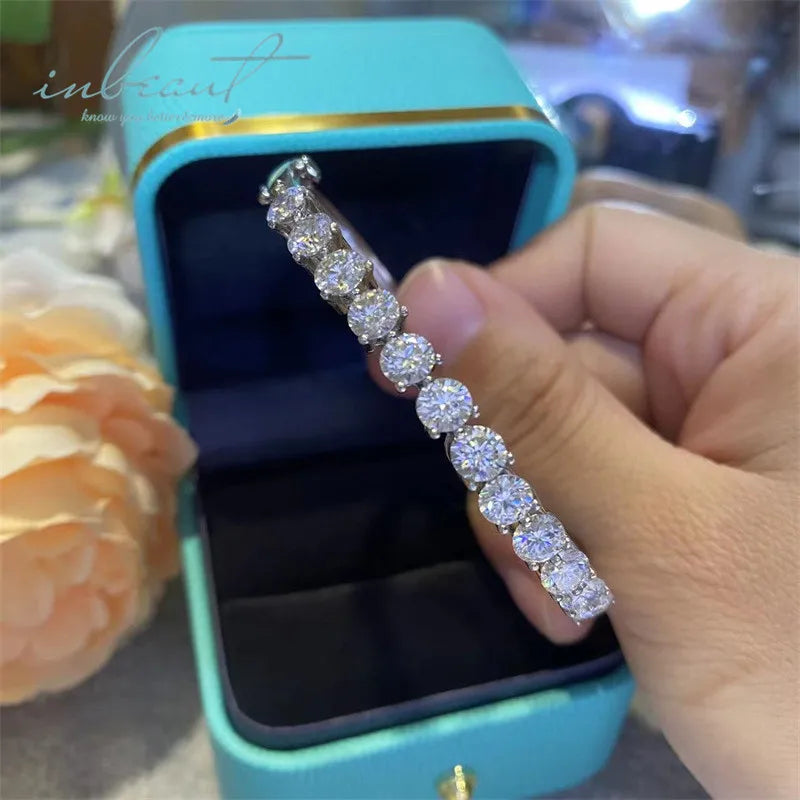 Silver 925 Original Round Brilliant Cut Diamond Test Past Each 0.5 Carat D Color Moissanite Bangle Bracelet Gemstone Bracelets