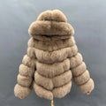 Fashion Women Chic Spring Winter Factory Directly Sell Wholesale Real Fox Fur Hood Coat
