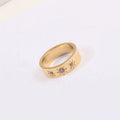 Summer Women Jewelry Hexagram Star Shape Sun Flower Stainless Steel CZ Zirconia Ring