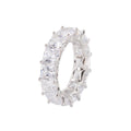 Free Shipping Stunning Jewelry 5mm square Cubic Zircon Cz Princess Cut 925 Sterling Silver Eternity Band Ring