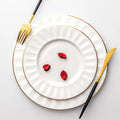 High Quality Luxury Dinnerware Set Bone China Porcelain White Plate Dish Bowl with Gold Rim for Home Restaurant Hotel Tableware