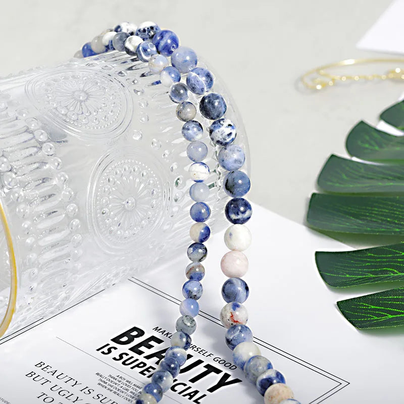 Wholesale Blue-vein Stone Gemstone Loose Beads Natural Stone Crystal Beads for Beadworke Diy Bracelet Necklace Accessories