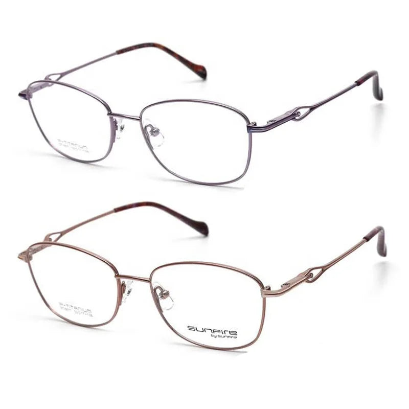 Wholesale Ultra Lightweight Pure Titanium Beta Temple Rectangle Optical Glasses Frame for Ladies Full-Rim Brown Gold Pink Purple