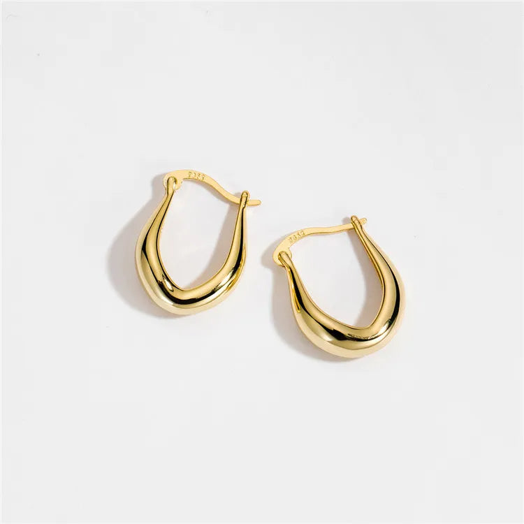 SP Luxury Chunky Big Hoop Earrings Simple Exquisite Design Gold Plated 925 Sterling Silver Hoop Earrings for Women
