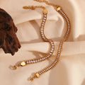Shining Zircon Chain Bracelet Multilayer Gold Plated Jewelry Anti Tarnish Stainless Steel Women Jewelry