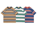 Men's Fashion Oversized Cotton T-Shirt Summer Striped Tee for Casual Wear Big Size Streetwear with Blank Design