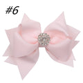 SAIJE 4inch Custom Beautiful Girls Glitter Bow Hair Clip With Big Rhinestone