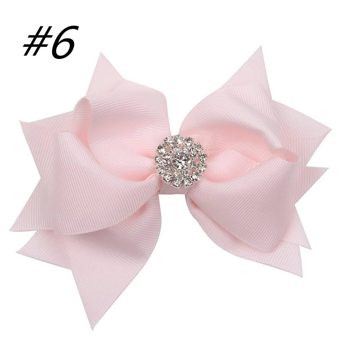 SAIJE 4inch Custom Beautiful Girls Glitter Bow Hair Clip With Big Rhinestone