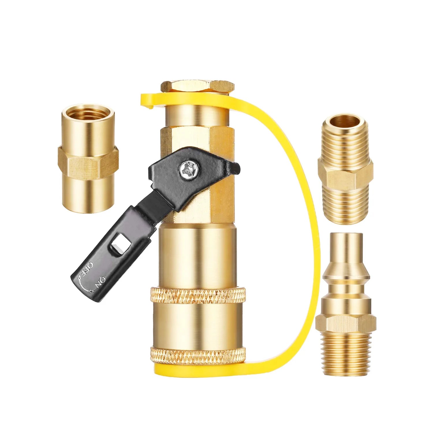 Propane Hose Hexagon Fitting Kit 4-piece RV Propane Quick Connection Adapter 1/4 "stop Valve