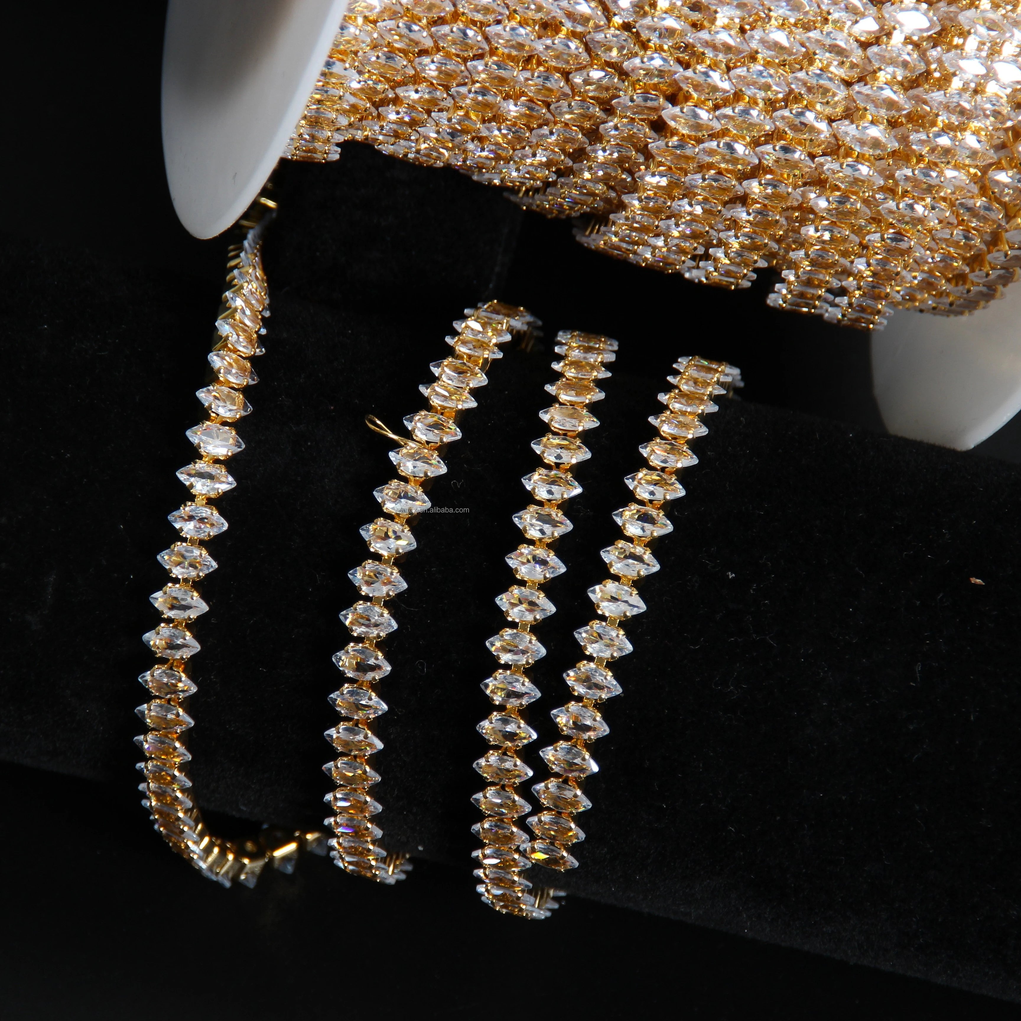 Hot Selling DIY Accessories Fashionable Zirconia Chains and Rhinestones for Clothing Shoes Jewelry Design Stretch Material