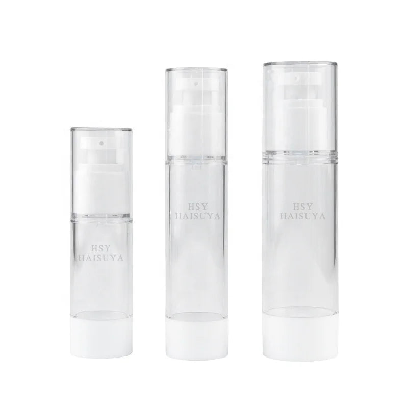Custom Pink Cylindrical PET Airless Vacuum Bottle 10ml/15ml/20ml/30ml Cosmetic with Pump Shampoo Recyclable Face Masks Wigs