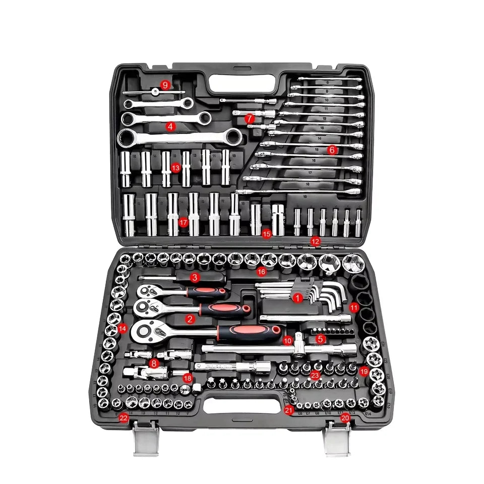 Portable 151pcs Car Repair Tool Box Set Durable Professional Easy-to-Use Ratchet Wrench Hard Case Packaging OEM Customization