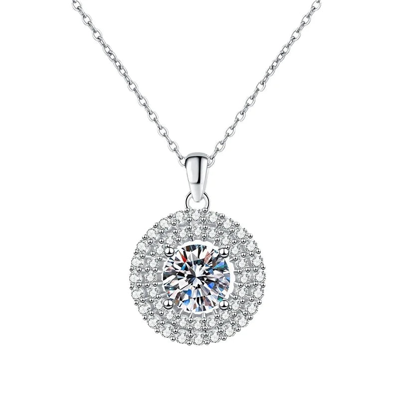 Custom Flower Shape Vintage Style for Certified Moissanite Pendant Sterling 925 Silver Necklace Rhodium Plated Jewelry