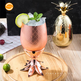 500ml Novelty Cocktail Mug Stainless Steel Hawaiian Party Copper Gold Drinking Cup Moscow Metal Pineapple Cocktail Cups With Lid