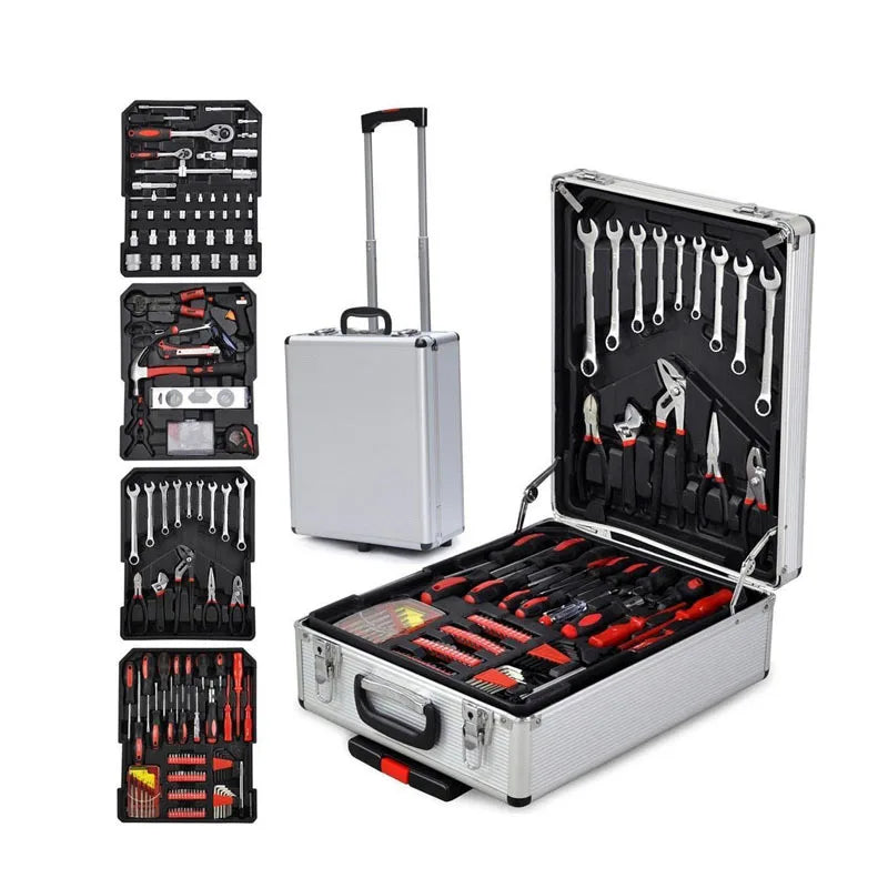 Mechanic 925pcs Professional Auto Repair Tool Set Includes Sickle in Protective Aluminum Case for Household Use