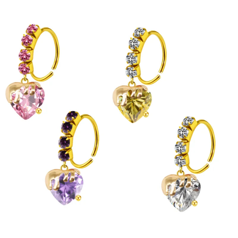 Gaby New Bulk Stainless Steel Nose Piercing Jewelry Gold Plated Nose Hoops and Dangle Rings for Weddings