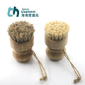 Round Mini Dish Brush Kitchen Coconut Palm Bristles Bamboo Dish Scrub BrushesWashing DishesVegetablePots Pans