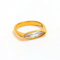 High End 18K PVD Gold Plated Dainty Slender Eye Zircon Stainless Steel D Ring for Women