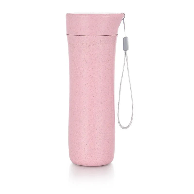Degradable Wheat Straw Portable Water Cup with Lanyard Wheat Perfume Straw Fiber Cup Bpa-free Wheat Straw Water Bottles