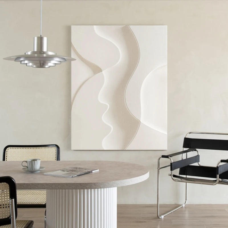 Modern Minimalistic Hotel Lobby Wall Art Decorative Painting White Texture Art Handmade Relief Decor Painting