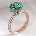 CAOSHI Rose Gold Plated Rings Women Luxury Jewelry Green Crystal Stone Ring Elegant Vintage Finger Wedding Rings for Woman
