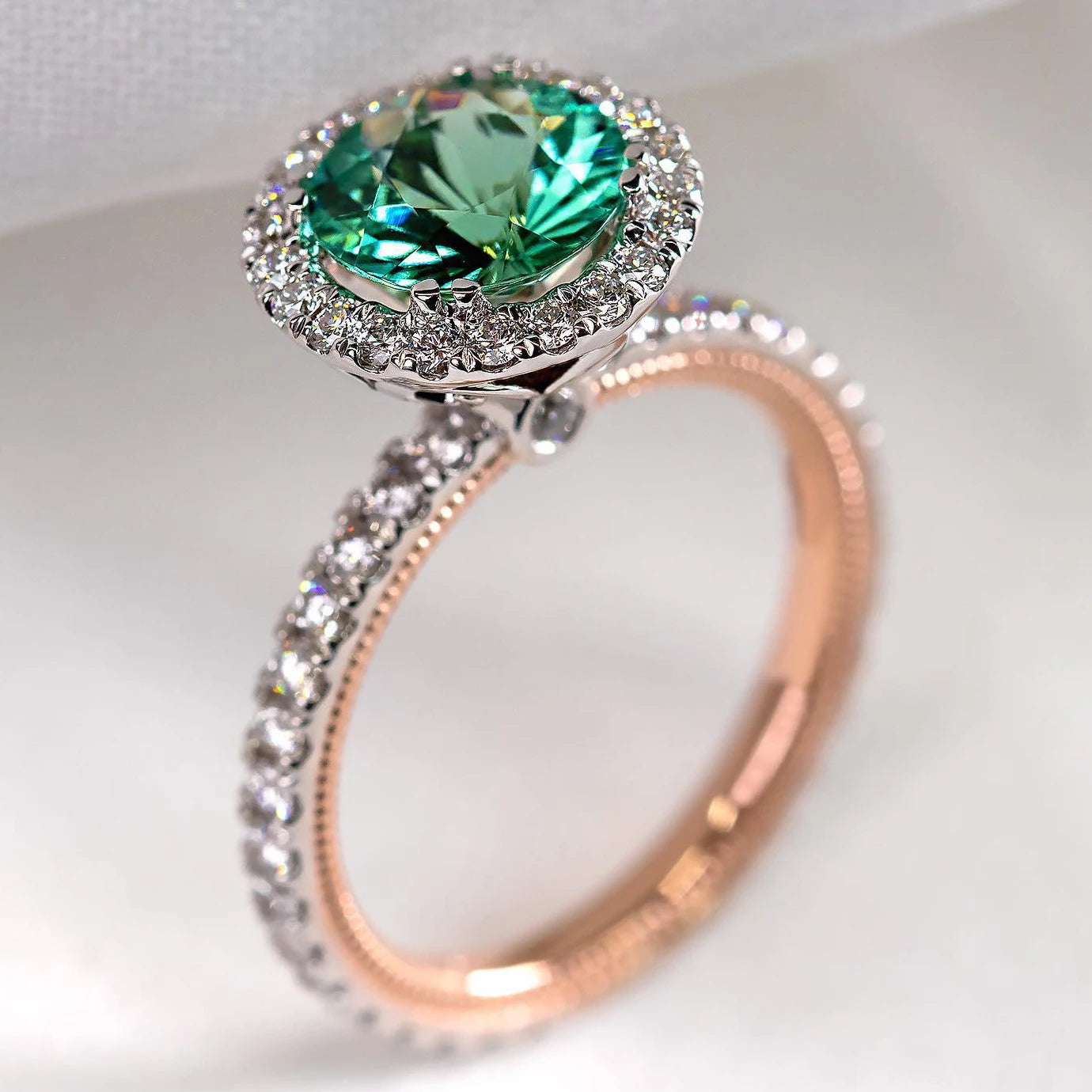 CAOSHI Rose Gold Plated Rings Women Luxury Jewelry Green Crystal Stone Ring Elegant Vintage Finger Wedding Rings for Woman