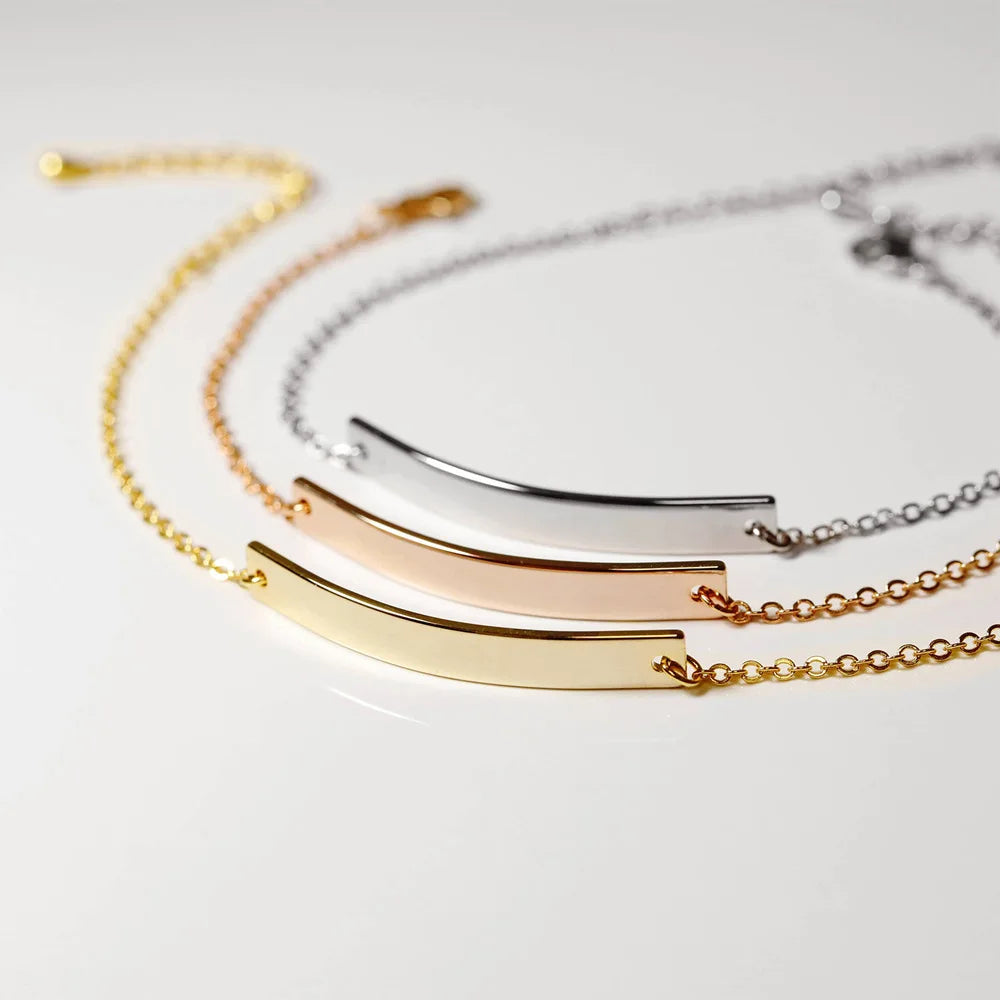 Customized Picture Jewelry Simple Thin Bar Rope Bracelet Diy 18K Gold Plated High Quality Bulk Custom Engrave Bracelet