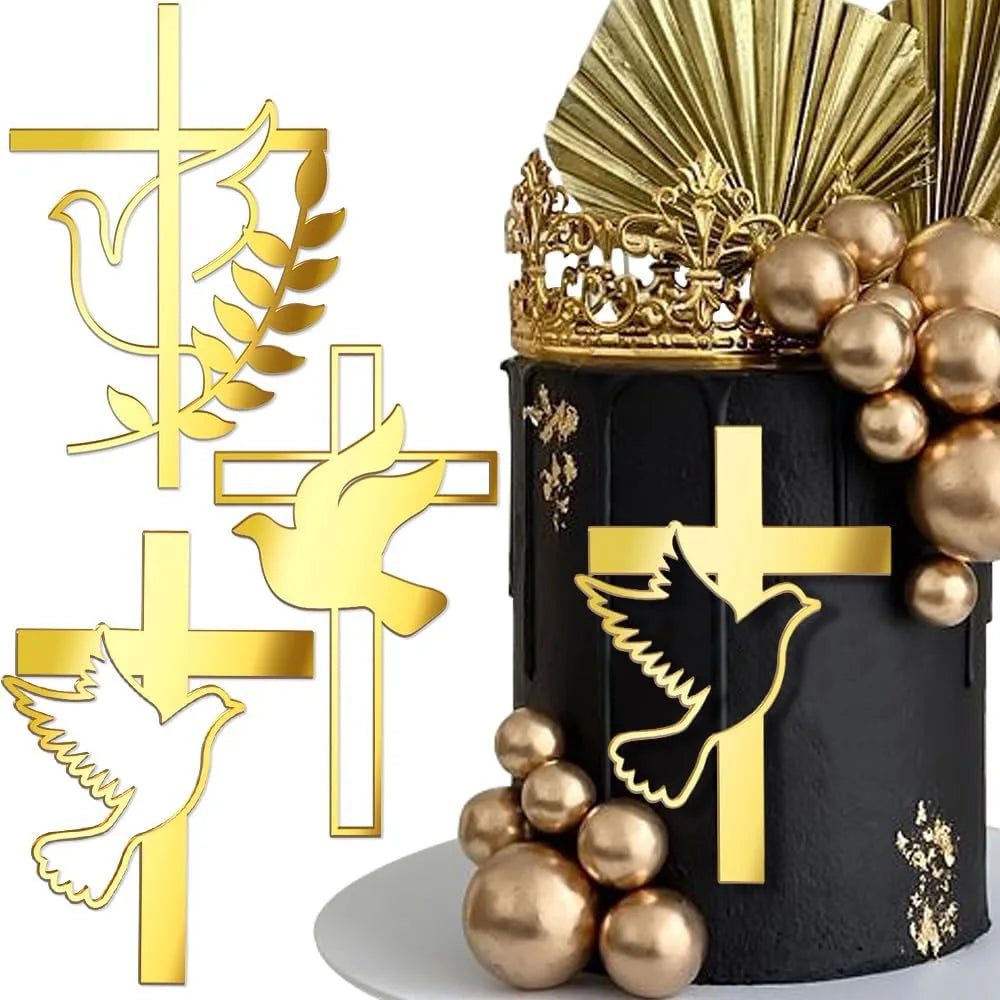 DAMAI God Bless and Baptism Cake Topper Decorations Cross Religious God Bless Theme Party Cake Decorations