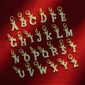 CZ8786 Mini 18k Gold Plated CZ Crown Initial Charms Clear CZ Pave Uppercase Initial Charms 26 Letter Alphabet Pendants