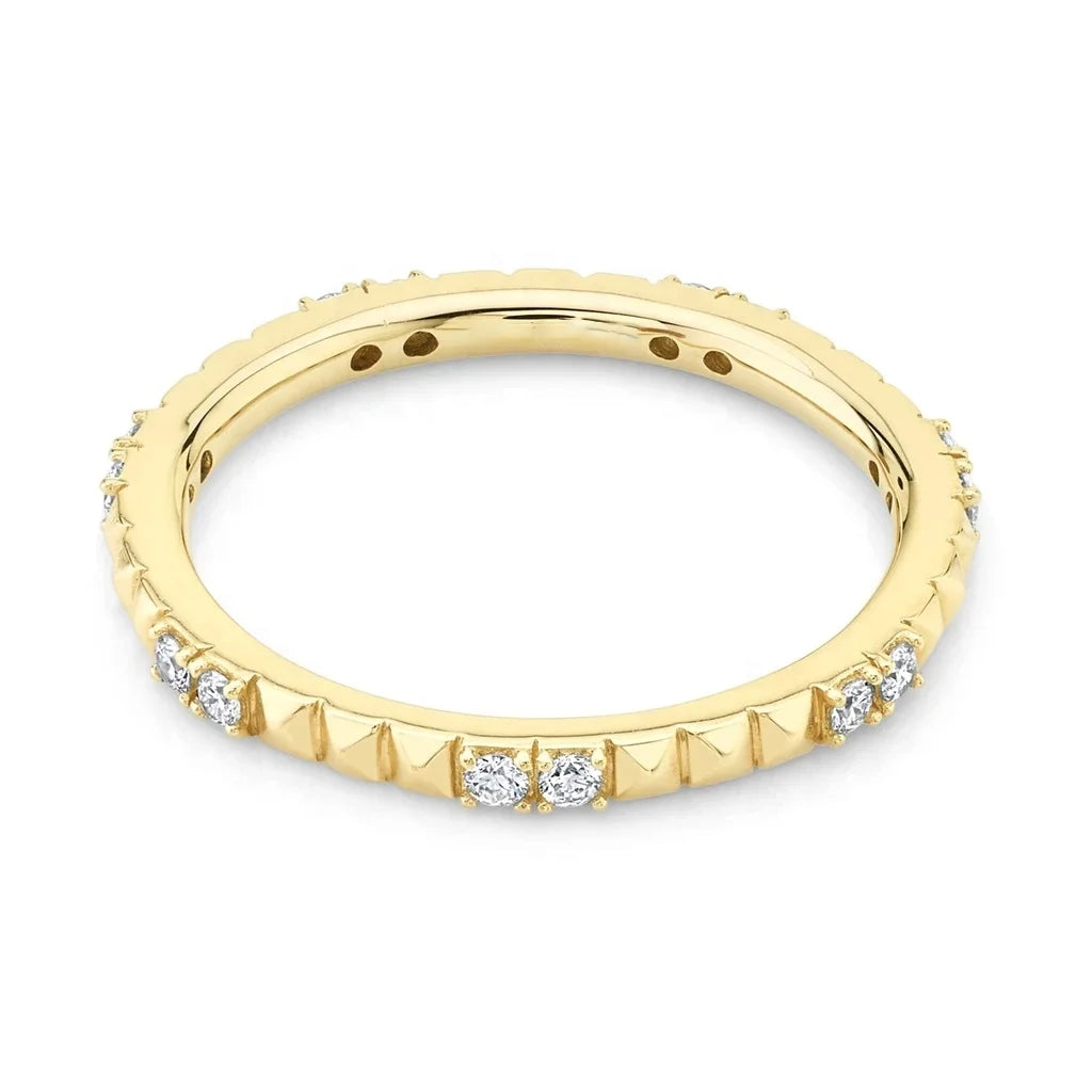 LOZRUNVE Boho Jewelry 18k Gold Plating Silver 925 Diamond CZ Pyramid Eternity Ring