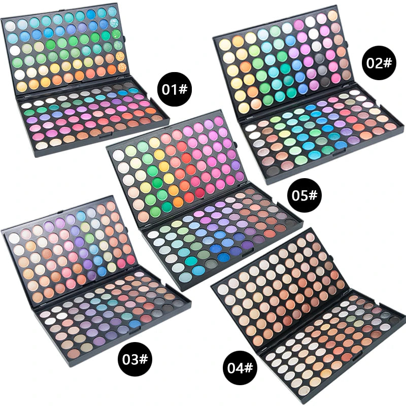 120 Color Matte & Shimmer Glitter Eyeshadow Palette with Mineral Powder for Dark/Light/Fair Skin Tones