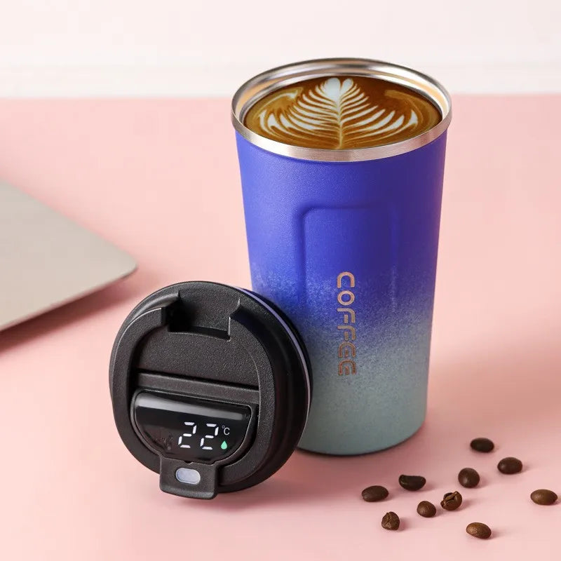Wholesales 510ml Smart Temperature Display Double Wall Stainless Steel Travel Office Coffee Vacuum Cup 6-12 Hours Thermal