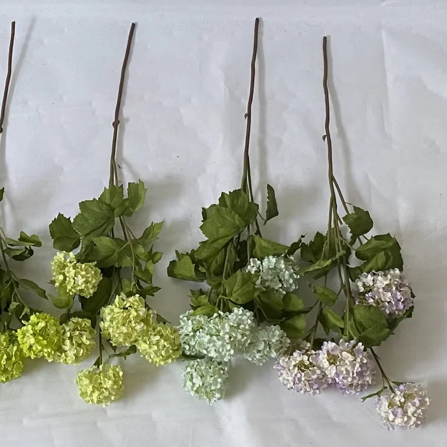 O-08082  Artificial  5 Heads Snow Hydrangea Artificial Flower for Wedding Home Events  Decoration