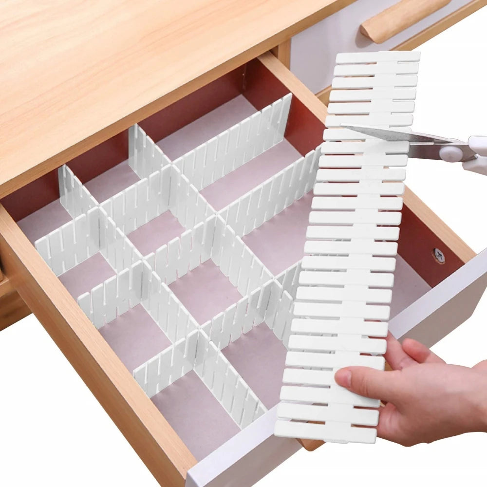 Kitchen Drawer Organizers and Storage Plastic Grid Drawer Dividers Adjustable Sock Underwear