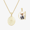 Photo Locket Pendant Box Chain 925 Sterling Silver Gold Plated CZ Starburst Necklace