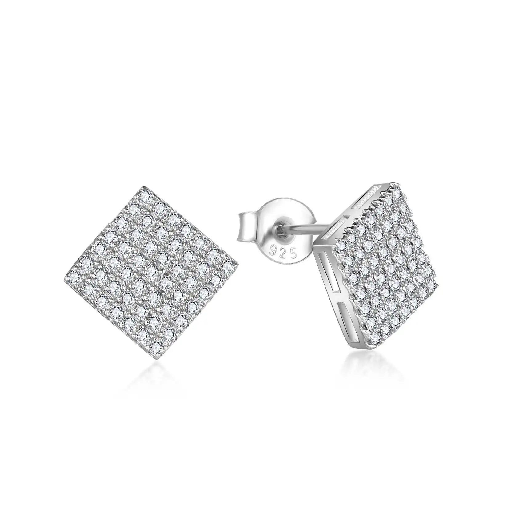 QINGXIN CUSTOM OEM Fine Jewelry Women's Luxury 925 Sterling Silver Square Earrings