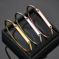 Hot Selling Stainless Steel Rose Gold Silver Plating Bracelet Custom Engraved Letter C-Shaped Cuff Bracelet Bangles