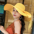 WoZhen Korean Version Seaside Sunshade Big Brim Beach Hats for Women Summer Straw Cap