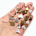 Fashion Antique Silver Plated Bronze Gold Heart Charms Metal Alloy Pendant Charms for DIY Necklace Jewelry Making Findings
