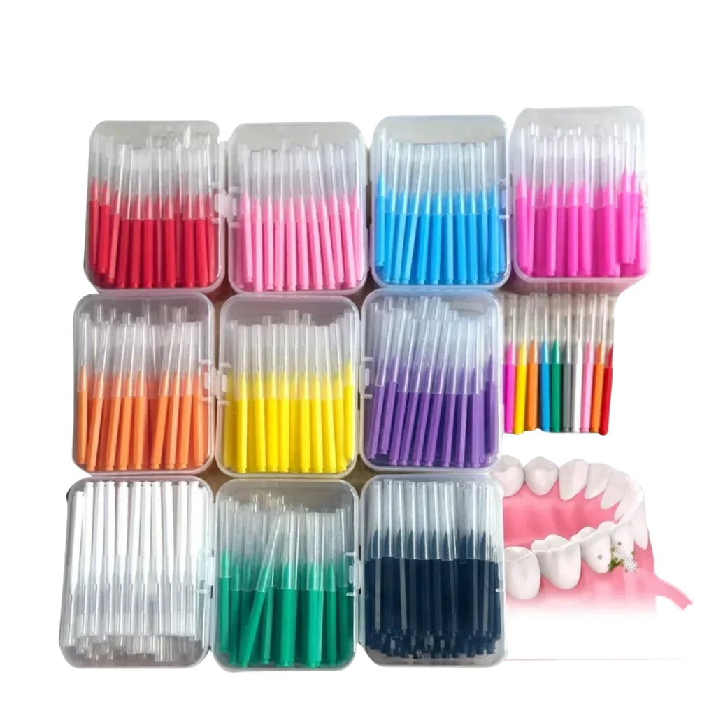 50pcs/box Toothpick Dental Interdental Brush Cleaning Between Teeth Oral Care Orthodontic I Shape Tooth Floss Mini Eyebrow Brush
