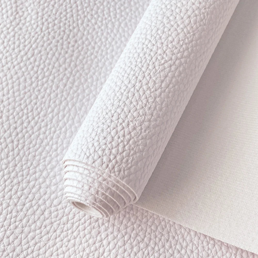 Waterproof Litchi Grain Embossed Faux Leather Sheet Metallic Color Textured PU Synthetic Vinyl Fabric for Garments Bows Shoes