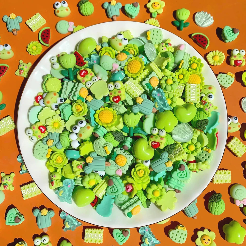20Pcs/bag Cute Style Mixed Fruit Cartoon Flatback Resin Charm for Diy Hair Clip Phone Case Decoration Slime Charms Nail Art