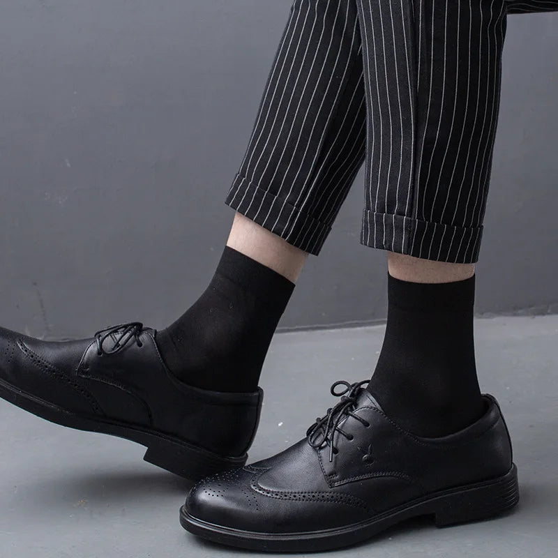 Comfort Style for Business Men Breathable Silk & Mercerized Cotton Socks 4 Seasons Thin Kind Pure Color-a Convenient Choice