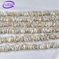 FEIRUN 6-8mm Side Drilled Natural Real Fresh Water Keshi White Freshwater Pearl Bead String Strands