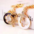 Bag Pendant Decoration Zinc Alloy Metal Crystal Gold Enameled Four Leaf Clovers Keychain Jewelry Key Chain for Souvenir Gift