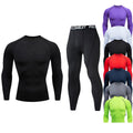 Custom Men's Long Sleeve Compression Shirt and Quick Dry Running Bike Tight Breathable Sportswear Set for Fitness and Running